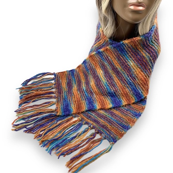 Vintage ombre rainbow hand made crochet scarf - Picture 4 of 13